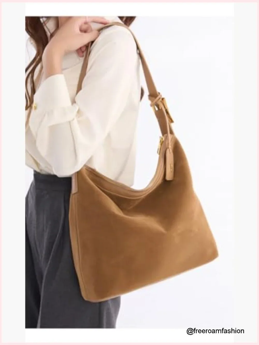 Genuine Leather Suede Hobo Bag Tote Shoulder Crossbody Vintage
